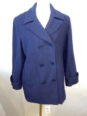 Sandro Paris Navy Wool Peacoat Size 14 Double Breasted Classic Nautical Jacket